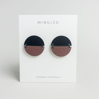 TWO PIECE Statement Earrings - Burgundy - Mingled