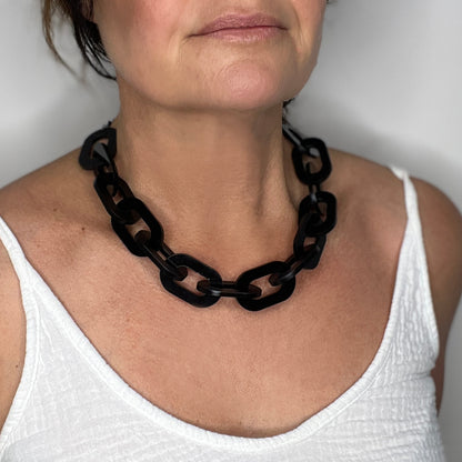 Chain Link Necklace - Matte Black - Mingled