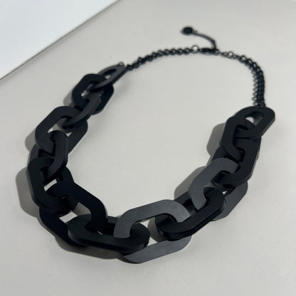 Chain Link Necklace - Matte Black - Mingled